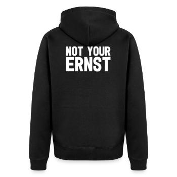 Not your Ernst - Unisex Premium Bio Zip Hoodie - Schwarz - Hinten - Nico (187cm)