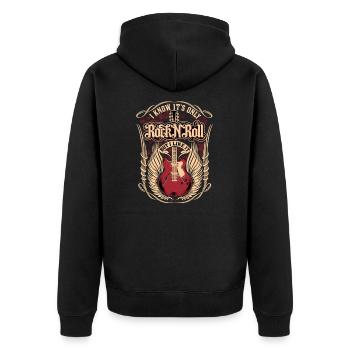 Rock 'n' Roll - Unisex Premium Bio Zip Hoodie - Schwarz - Hinten - Nico (187cm)