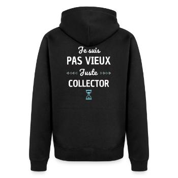 Je suis pas vieux juste collector ! cadeau vintage - Veste à capuche bio Premium Unisexe - noir - Dos - Nico (187cm)