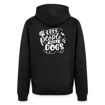 Less People More Dogs - Unisex Premium Bio Zip Hoodie - Schwarz - Hinten - Nico (187cm)