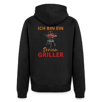 Je suis un maître de grillades en série drôle - Veste à capuche bio Premium Unisexe - noir - Dos - Nico (187cm)