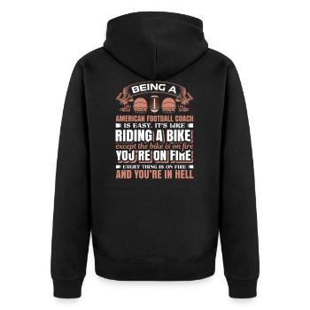 American football - Unisex Premium Organic Zip Hoodie - black - Back - Nico (187cm)