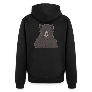 Ours brun grincheux avec un majeur - Veste à capuche bio Premium Unisexe - noir - Dos - Nico (187cm)