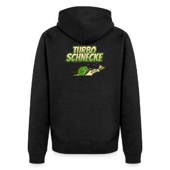 Turboschnecke Läufer Marathon Spruch Geschenk - Unisex Premium Bio Zip Hoodie - Schwarz - Hinten - Nico (187cm)