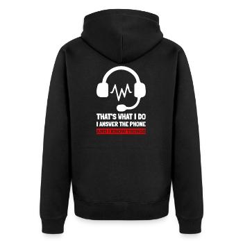 Kundendienstmitarbeiter Call Center-Agent - Unisex Premium Bio Zip Hoodie - Schwarz - Hinten - Nico (187cm)