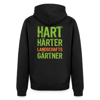 Hart Härter Landschaftsgärtner Gartenbau Gärtner - Unisex Premium Bio Zip Hoodie - Schwarz - Hinten - Nico (187cm)