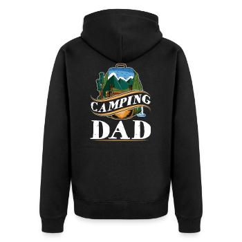Camping Dad Mountains Hiking Mountaineering Camper - Unisex Premium Organic Zip Hoodie - black - Back - Nico (187cm)