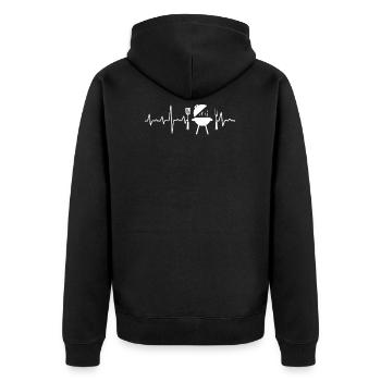 Grillen Herzschlag Grillparty Grillmeister EKG - Unisex Premium Bio Zip Hoodie - Schwarz - Hinten - Nico (187cm)