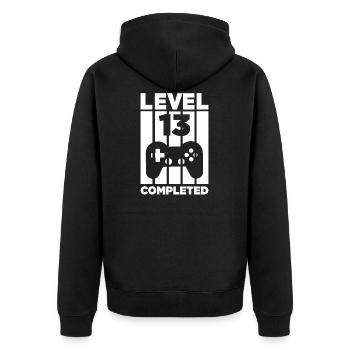 13. Geburtstag Gamer Level 13 Geschenk - Unisex Premium Bio Zip Hoodie - Schwarz - Hinten - Nico (187cm)