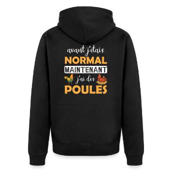 Poule - Ferme - Cadeau - Drôle - Poulailler - Veste à capuche bio Premium Unisexe - noir - Dos - Nico (187cm)