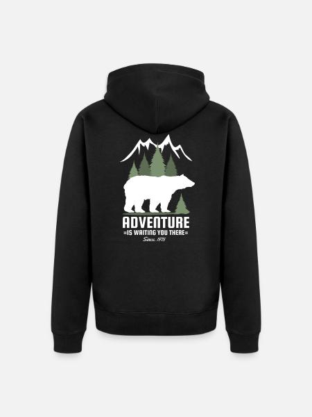 Naturliebhaber Wandern Natur Bäume Berge Bär cool - Unisex Premium Bio Zip Hoodie - Schwarz