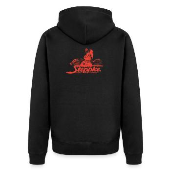 Steppke Fahrrad Hilfsmotor Ostalgie DDR Mofa Moped - Unisex Premium Bio Zip Hoodie - Schwarz - Hinten - Nico (187cm)
