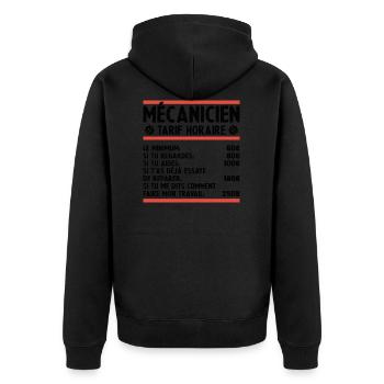 Mécanicien Tarif Horaire Humour Mechanic Cadeau - Veste à capuche bio Premium Unisexe - noir - Dos - Nico (187cm)