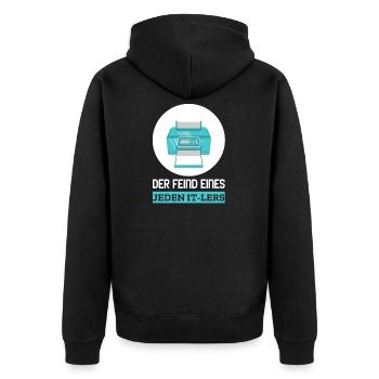 IT Technik Fachinformatiker PC Techniker Spruch - Unisex Premium Bio Zip Hoodie - Schwarz - Hinten - Nico (187cm)