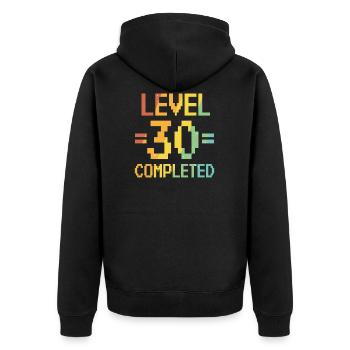 Fête du 30e anniversaire rétro niveau 30 ans - Veste à capuche bio Premium Unisexe - noir - Dos - Nico (187cm)