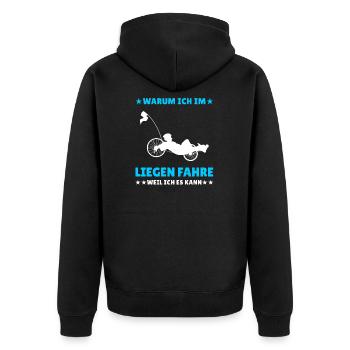 Herren Liegerad & Velomobil Sprüche Fahrrad - Unisex Premium Bio Zip Hoodie - Schwarz - Hinten - Nico (187cm)