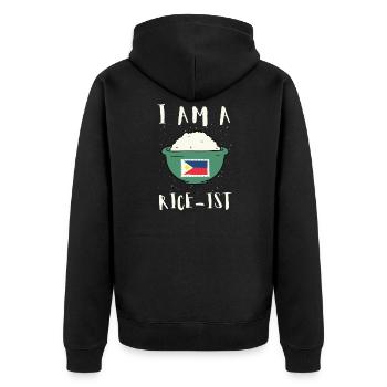 Phillipino Filipino Rice Lover Pinoy Foodie - Unisex Premium Bio Zip Hoodie - Schwarz - Hinten - Nico (187cm)