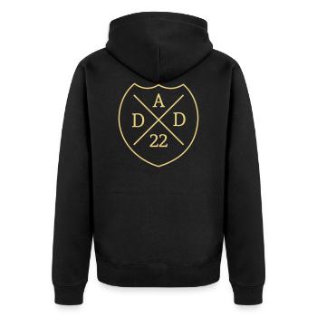 Dad 22 Coat of Arms - Color Change - Unisex Premium Organic Zip Hoodie - black - Back - Nico (187cm)