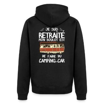 Retraite - Camping - Voyage - Vacances - Cadeau - Veste à capuche bio Premium Unisexe - noir - Dos - Nico (187cm)