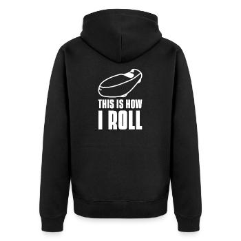 Velomobile And Recumbent Bike Biker - Unisex Premium Bio Zip Hoodie - Schwarz - Hinten - Nico (187cm)