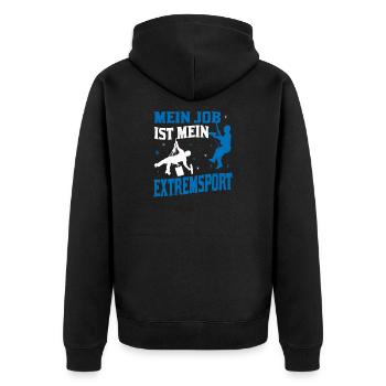 Fensterreiniger Industriekletterer Reinigungskraft - Unisex Premium Bio Zip Hoodie - Schwarz - Hinten - Nico (187cm)