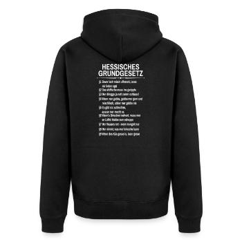 Hessisches Grundgesetz Hessen Dialekt - Unisex Premium Bio Zip Hoodie - Schwarz - Hinten - Nico (187cm)