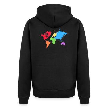 pride landkarte - Unisex Premium Bio Zip Hoodie - Schwarz - Hinten - Nico (187cm)