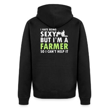 I Hate Being Sexy But I m A Farmer - Unisex Premium Bio Zip Hoodie - Schwarz - Hinten - Nico (187cm)