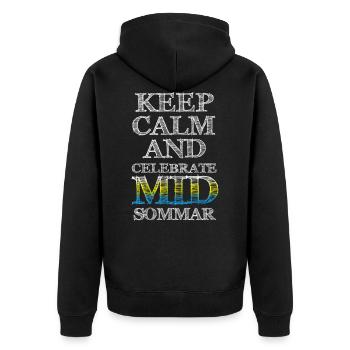 Midsommar Fest Skandinavien - Unisex Premium Bio Zip Hoodie - Schwarz - Hinten - Nico (187cm)