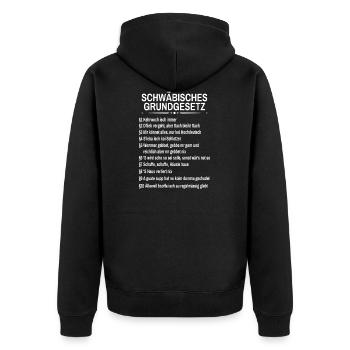 Schwäbisches Grundgesetz - Unisex Premium Bio Zip Hoodie - Schwarz - Hinten - Nico (187cm)