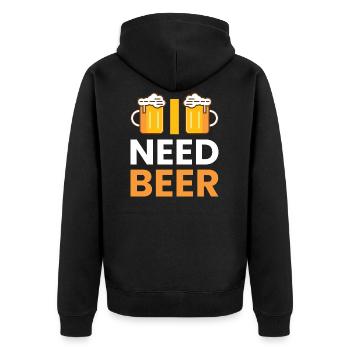 Need beer beer tent beer garden beer brewer Malle - Unisex Premium Organic Zip Hoodie - black - Back - Nico (187cm)