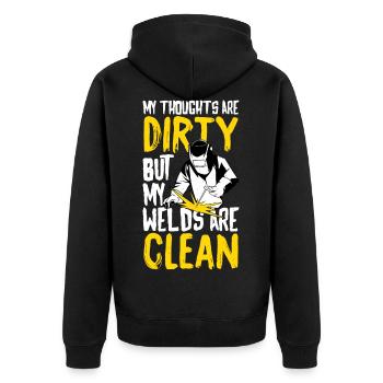welding welding - Unisex Premium Organic Zip Hoodie - black - Back - Nico (187cm)