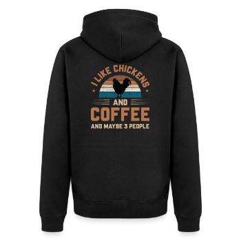Chicken Chicken Chickens & Coffee Lovers - Unisex Premium Organic Zip Hoodie - black - Back - Nico (187cm)