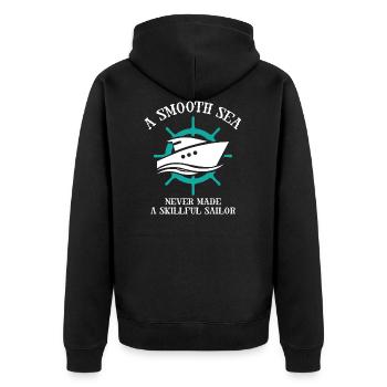 Smooth Sea Sailor - Unisex Premium Bio Zip Hoodie - Schwarz - Hinten - Nico (187cm)