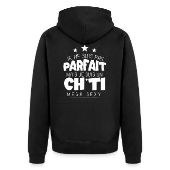 Ch'ti cadeau drôle sexy homme chti chtimi région - Veste à capuche bio Premium Unisexe - noir - Dos - Nico (187cm)