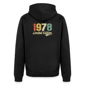 44ème anniversaire 44 ans cadeau né en 1978 - Veste à capuche bio Premium Unisexe - noir - Dos - Nico (187cm)