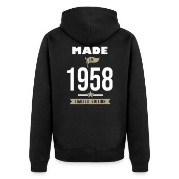 MADE IN 1958 cadeau anniversaire 63 ans - Veste à capuche bio Premium Unisexe - noir - Dos - Nico (187cm)