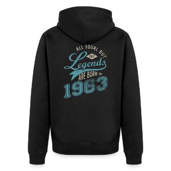 LEGEND ARE BORN IN 1963 Geburtstagsgeschenk 59 Jahre - Unisex Premium Bio Zip Hoodie - Schwarz - Hinten - Nico (187cm)