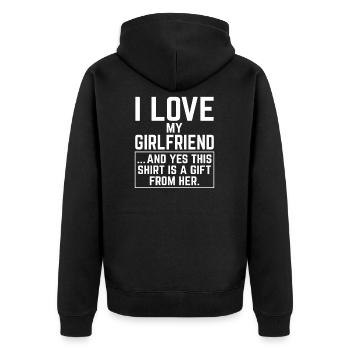 Valentines's Day Gifts For Him Boyfriend I love my - Unisex Premium Bio Zip Hoodie - Schwarz - Hinten - Nico (187cm)