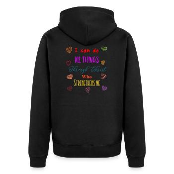 Jesus Jesus Jesus Christlicher Christ - Unisex Premium Bio Zip Hoodie - Schwarz - Hinten - Nico (187cm)
