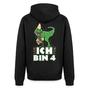 4 Jahre Alt Kindergeburtstag - 4. Geburtstag - Unisex Premium Bio Zip Hoodie - Schwarz - Hinten - Nico (187cm)