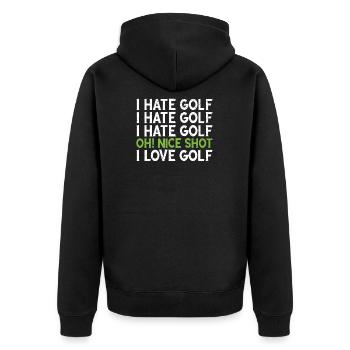 Funny I Hate Golf Oh Nice Shot I Love Golf Humor - Unisex Premium Bio Zip Hoodie - Schwarz - Hinten - Nico (187cm)