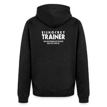 Eishockey Trainer Eishockeyspieler Lustig - Unisex Premium Bio Zip Hoodie - Schwarz - Hinten - Nico (187cm)