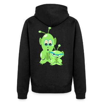 Deux petits aliens drôles - des martiens cool - Veste à capuche bio Premium Unisexe - noir - Dos - Nico (187cm)