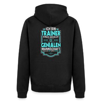 Handball Trainer Spruch Lustig Handballer - Unisex Premium Bio Zip Hoodie - Schwarz - Hinten - Nico (187cm)