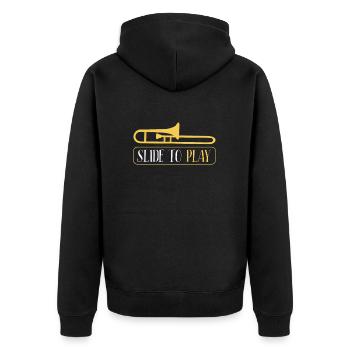 Funny Trombone Slide to Play Trombonist trombone - Unisex Premium Bio Zip Hoodie - Schwarz - Hinten - Nico (187cm)