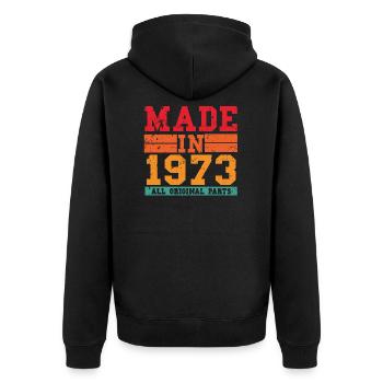 1973 Birthday Vintage Saying - Unisex Premium Organic Zip Hoodie - black - Back - Nico (187cm)
