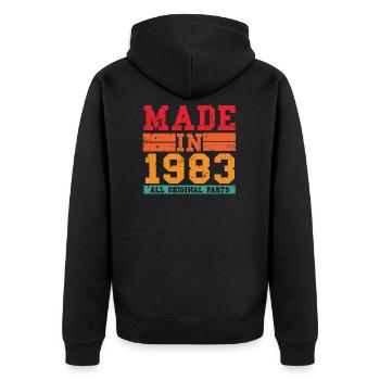 1983 Geburtstag Vintage Spruch - Unisex Premium Bio Zip Hoodie - Schwarz - Hinten - Nico (187cm)
