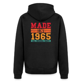 1965 Geburtstag Vintage Spruch - Unisex Premium Bio Zip Hoodie - Schwarz - Hinten - Nico (187cm)