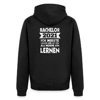 Bachelor 2021 Abschluss Student Bachelorabschluss - Unisex Premium Bio Zip Hoodie - Schwarz - Hinten - Nico (187cm)